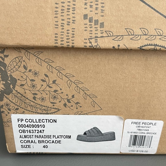 Free People Almost Paradise Platform Coral Brocade EU Size 40 US 9.5 - Picture 15 of 16